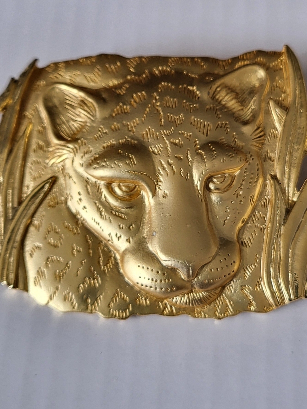 Vintage Park Lane Goldtone Leopard Face Statement Brooch/Pendant